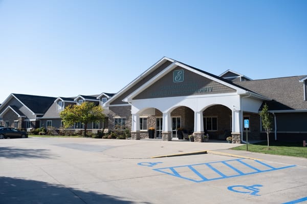 Front entrance of Edencrest at Green Meadows assisted living community