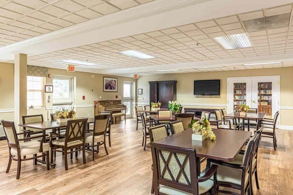 Interior common area with tables and seating