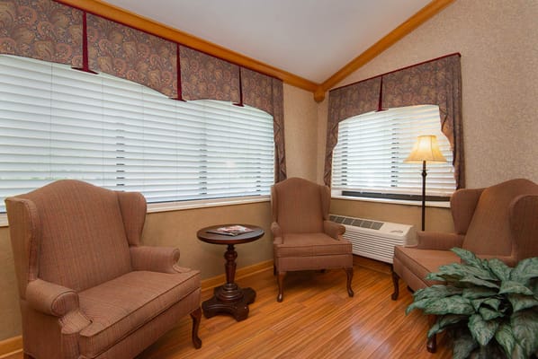 Cozy seating area in a senior living facility