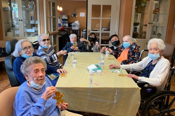 Residents engaging in an arts and crafts activity