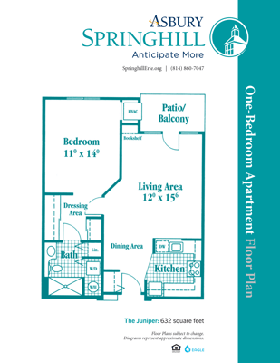 Floor plan of a one-bedroom apartment
