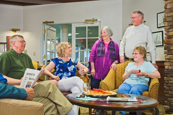 Residents enjoying conversation in a common area