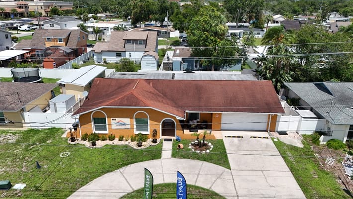 Aerial view of an assisted living facility exterior