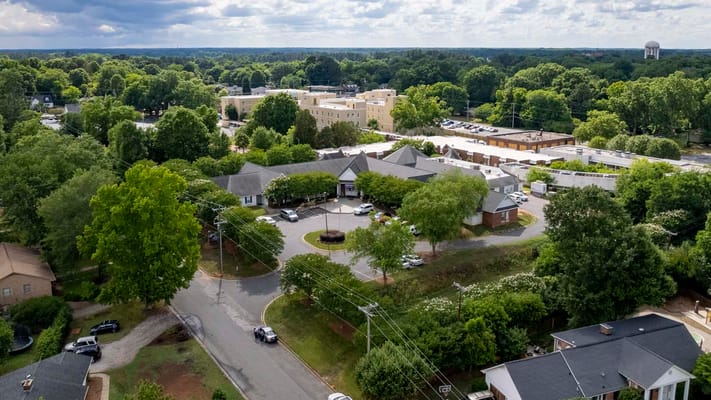 Aerial view of Rock Hill Post Acute Care Center and surrounding area