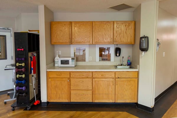 Kitchenette area in a senior care facility