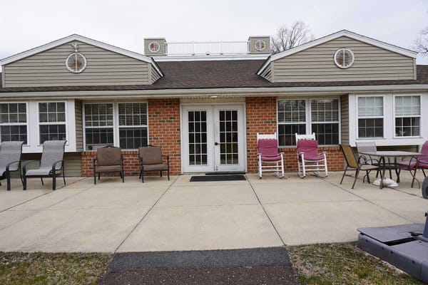Exterior view of a senior living facility entrance