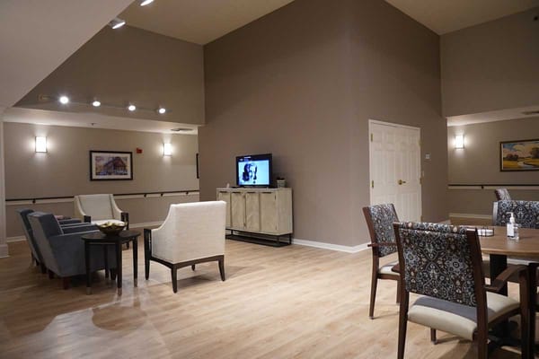 Interior view of a lounge area with seating