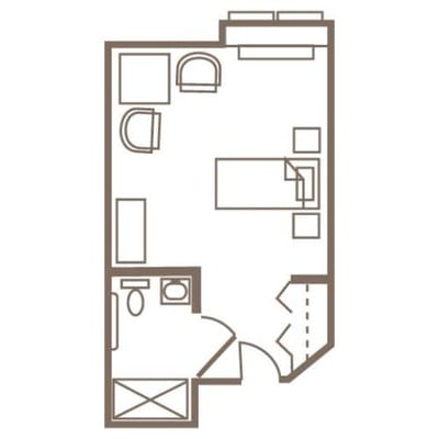 Architectural floor plan of a resident room