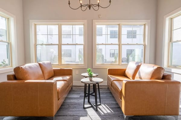 Bright lounge area with comfortable seating