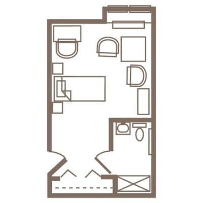 Architectural floor plan of a resident unit