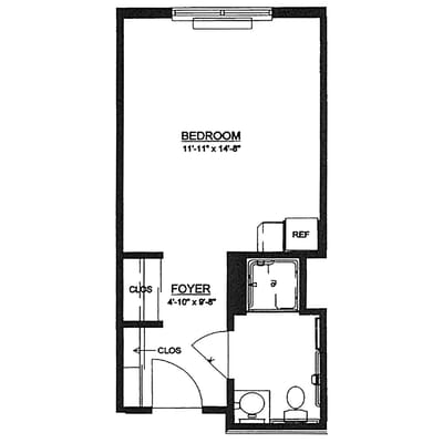 Architectural floor plan of a resident unit