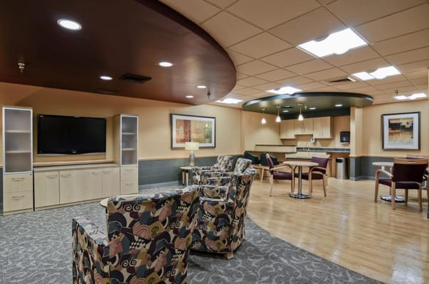 Cozy common area with seating and kitchen access