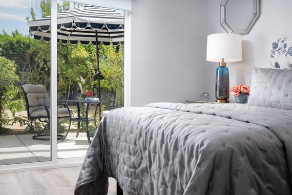 Well-decorated resident room with views of the garden