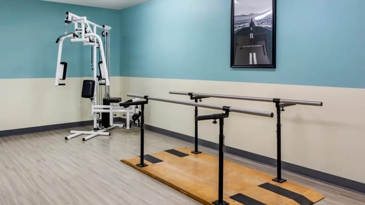 Rehabilitation gym space with equipment