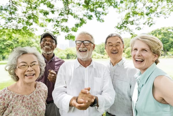 Residents enjoying a joyful moment in a park