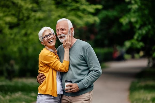 Senior couple enjoying time outdoors in a park