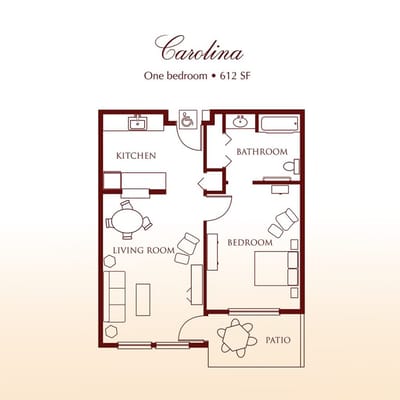 Floor plan of a one-bedroom apartment