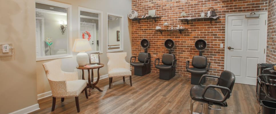 Interior of a salon area with styling chairs