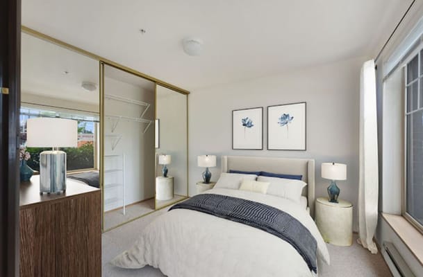 Bright and cozy bedroom with modern decor