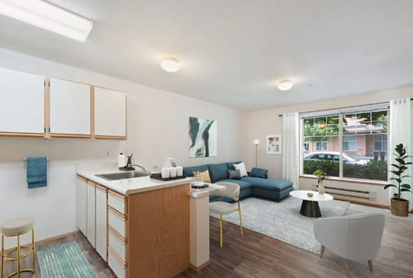 Bright interior of a resident living area