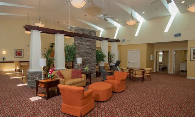 Interior view of a cozy lounge area with seating