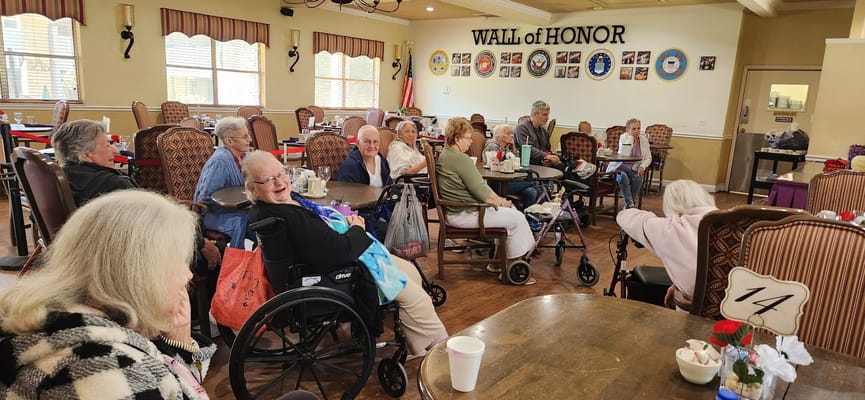 Residents participating in an activity in the common area