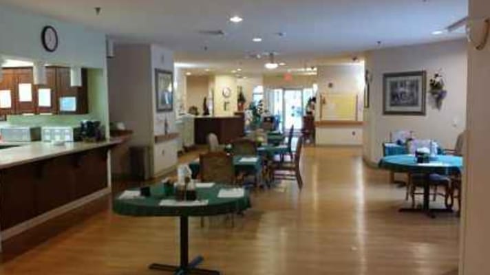 Interior dining area with tables and chairs