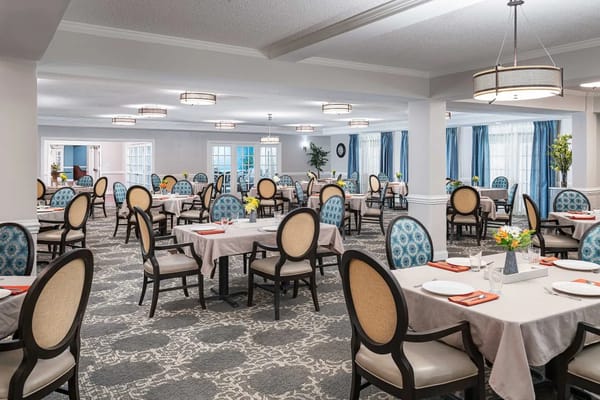 Elegant dining room with beautifully arranged tables