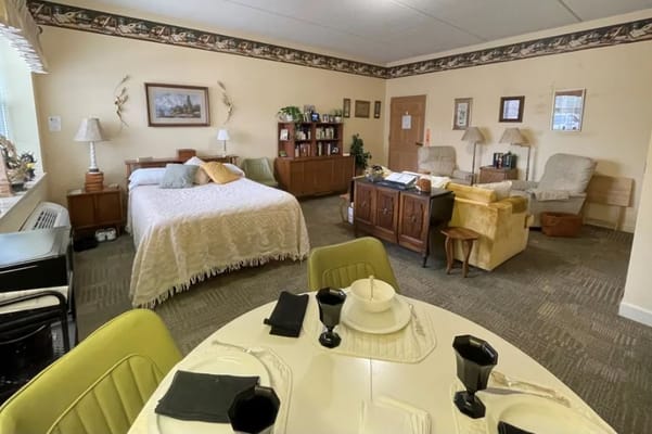 Comfortable private room with a dining area