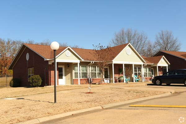 Exterior view of assisted living facility cottages