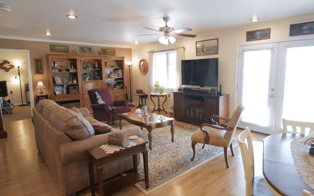 A cozy living room area with comfortable seating