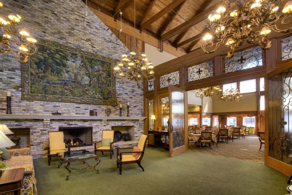 Interior view of a common area with seating