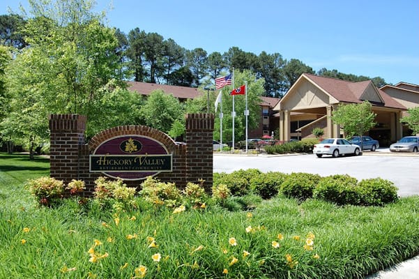 Exterior view of Hickory Valley Retirement Community with landscaping