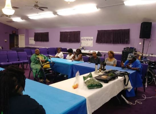 Residents participating in an activity in a common area