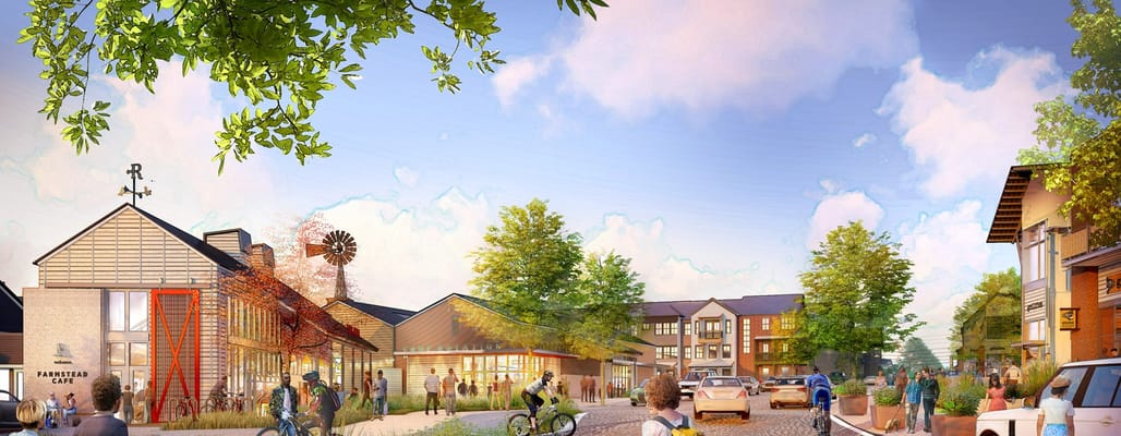 Illustration of a lively assisted living community with outdoor activity