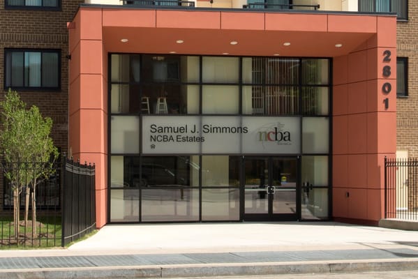 Front view of the entrance to Samuel J. Simmons NCBA Estates