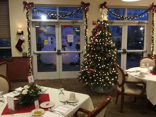 Festively decorated dining room for residents