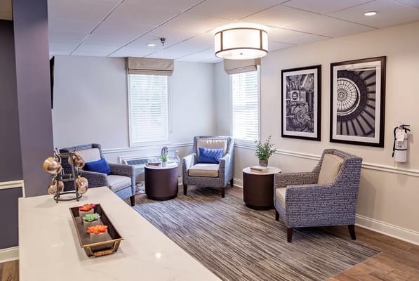 A cozy common area with comfortable seating