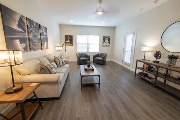 Cozy common area with seating and decor