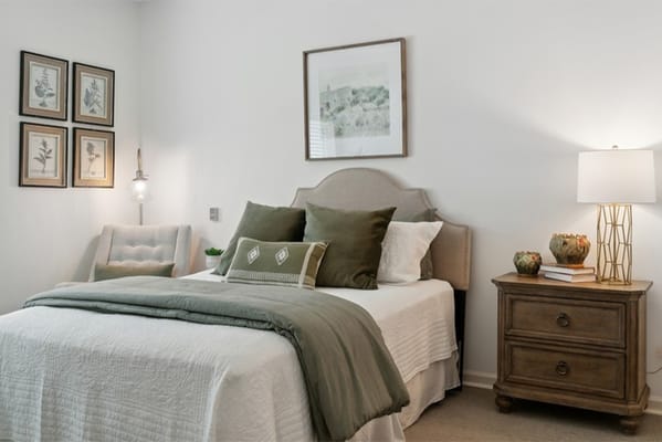 Cozy interior view of a private resident room