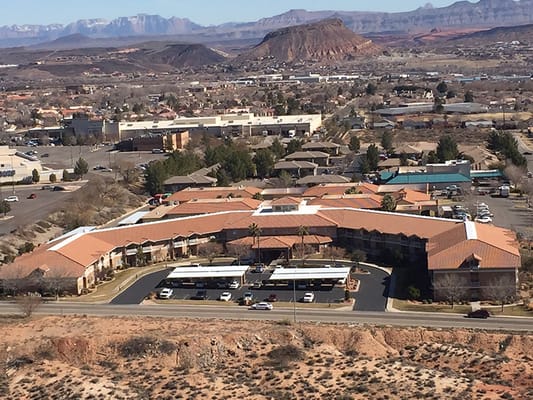 Aerial view of Sterling Court assisted living facility in Southern Utah