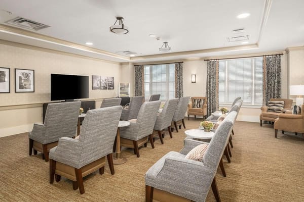 Bright common area with comfortable seating