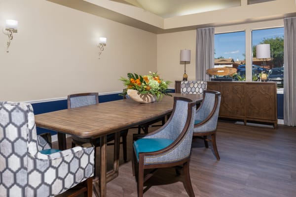Interior view of a dining area with elegant decor