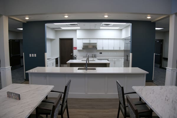 Bright interior view of a modern kitchen area