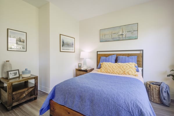 Cozy resident room with a bed and decor