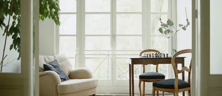Interior common area with a chess table and seating