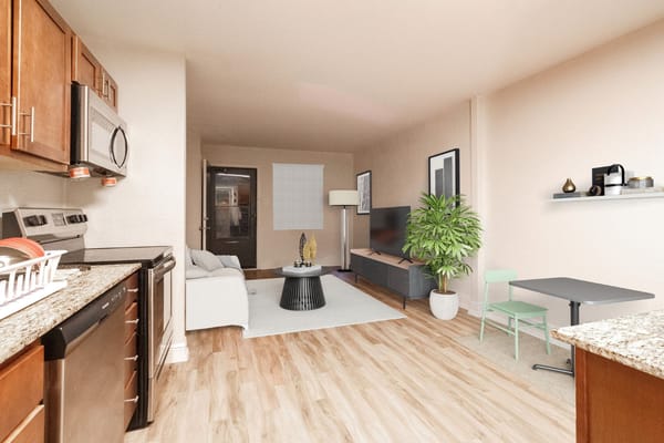 Interior view of a cozy senior living apartment