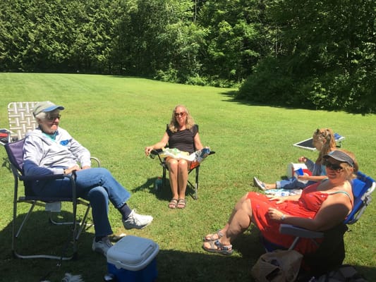 Residents enjoying a sunny day outdoors