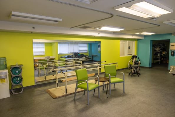 Interior view of a therapy room with equipment