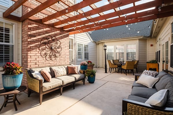 Outdoor seating area with comfortable furniture